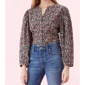LA VIE By Rebecca Taylor Women’s Poplin Shirt Top Size S Floral Long Sleeve